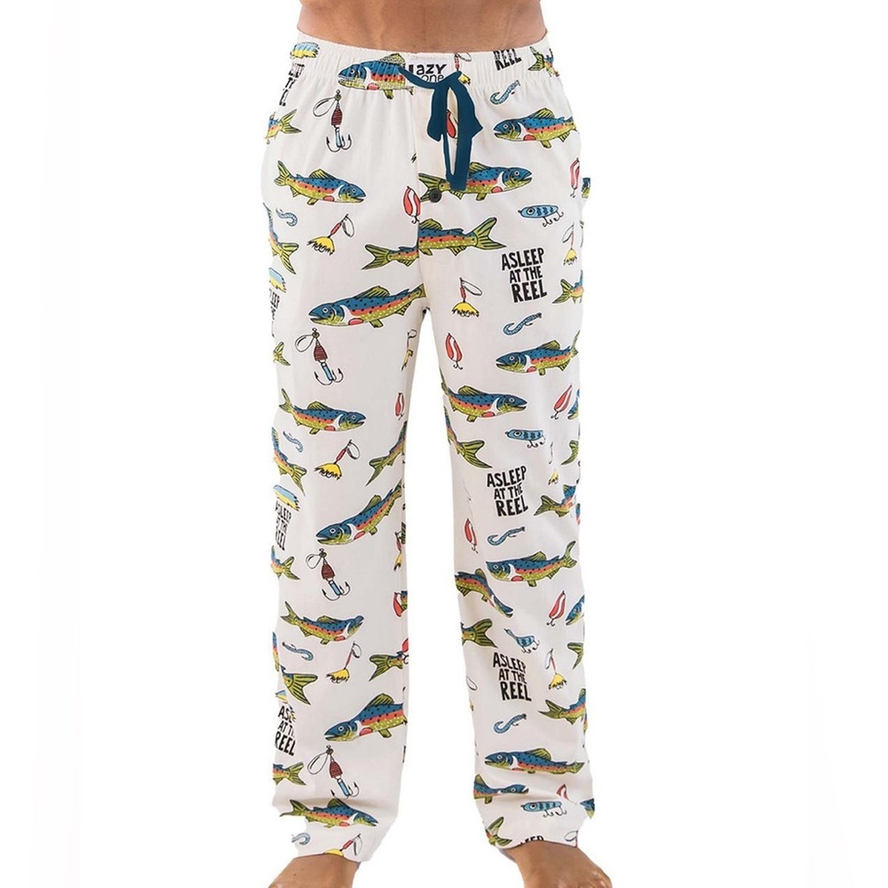 Lazy One “Asleep At The Reel” Size XL Fishing Pajama Pants Combed Cotton Knit
